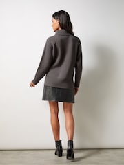 Ro&Zo Charcoal Grey Ribbed High Neck Jumper - Image 6 of 7