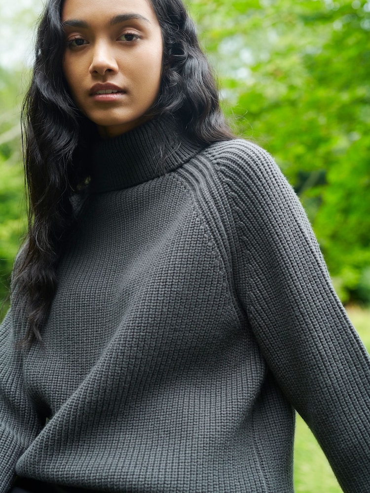Ro&Zo Charcoal Grey Ribbed High Neck Jumper - Image 7 of 7