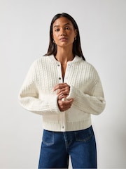 Ro&Zo White Textured Bomber Jacket - Image 1 of 4
