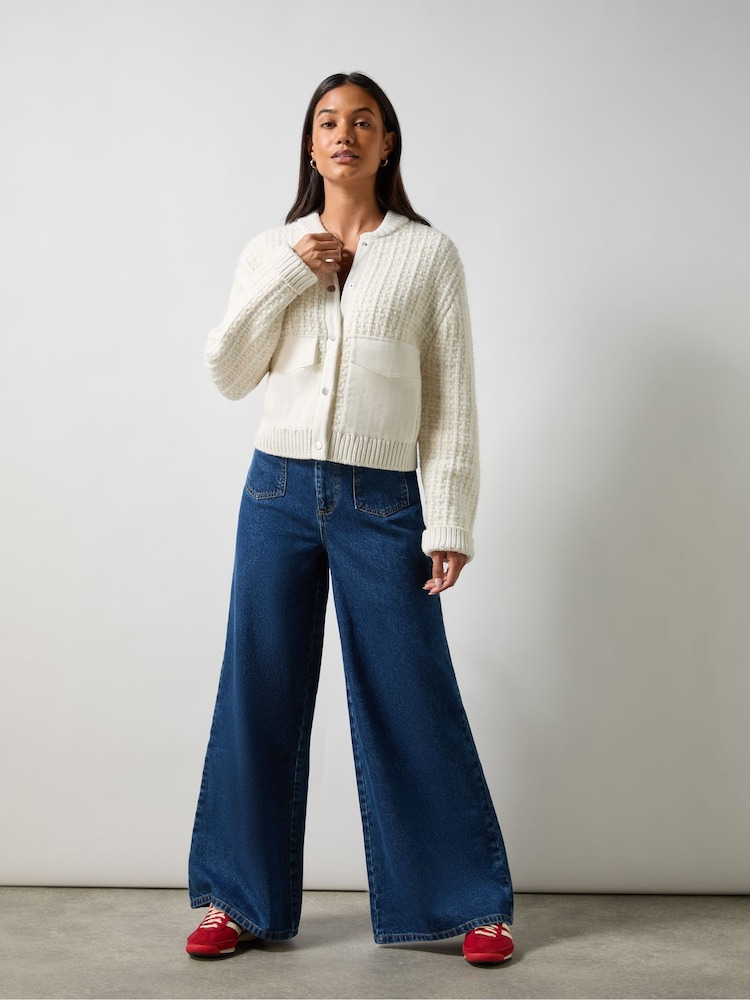 Ro&Zo White Textured Bomber Jacket - Image 2 of 4