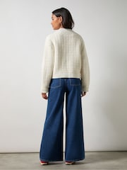 Ro&Zo White Textured Bomber Jacket - Image 4 of 4