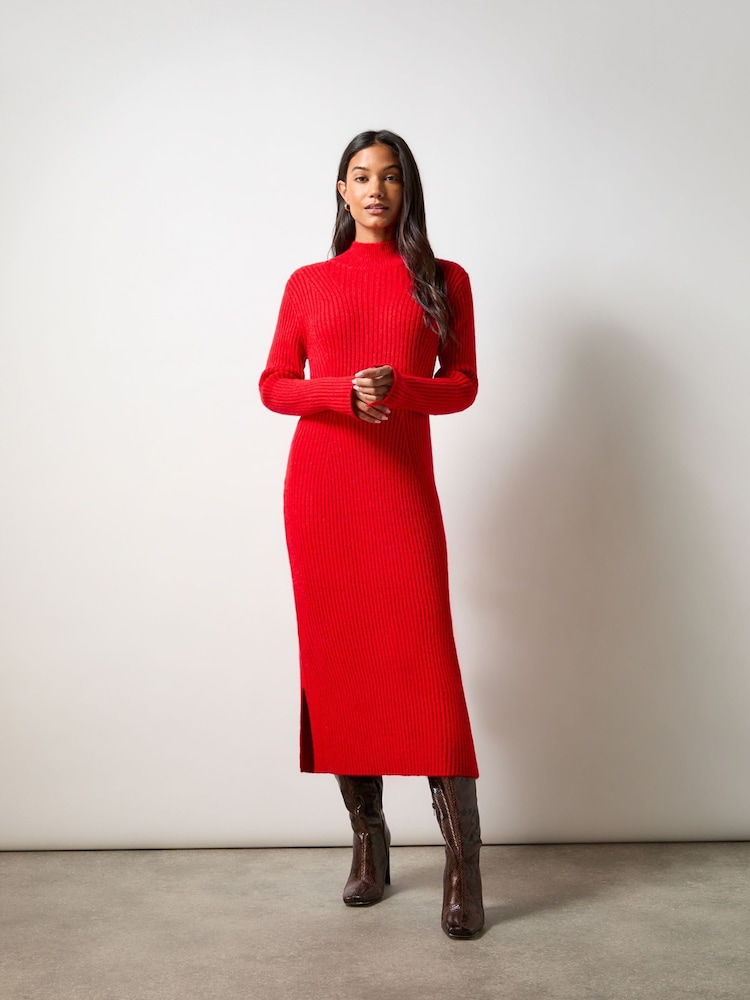 Ro&Zo Red High Neck Jumper Dress - Image 1 of 4