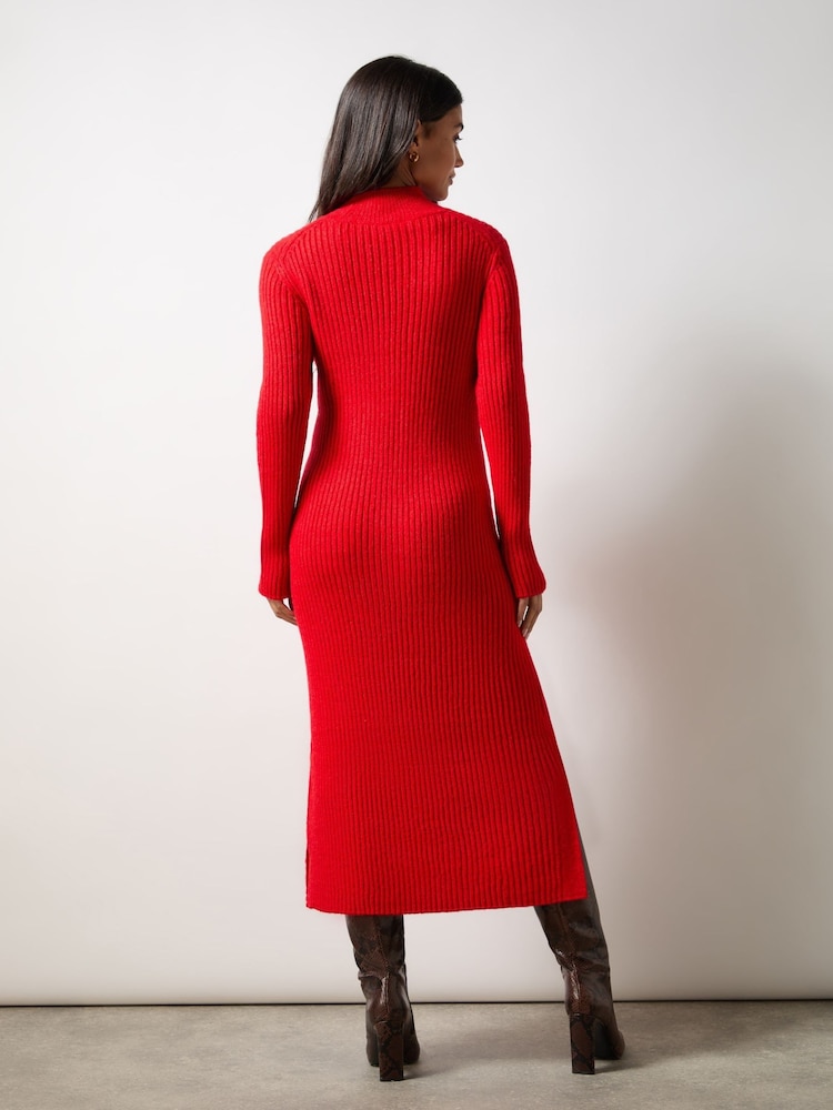 Ro&Zo Red High Neck Jumper Dress - Image 4 of 4