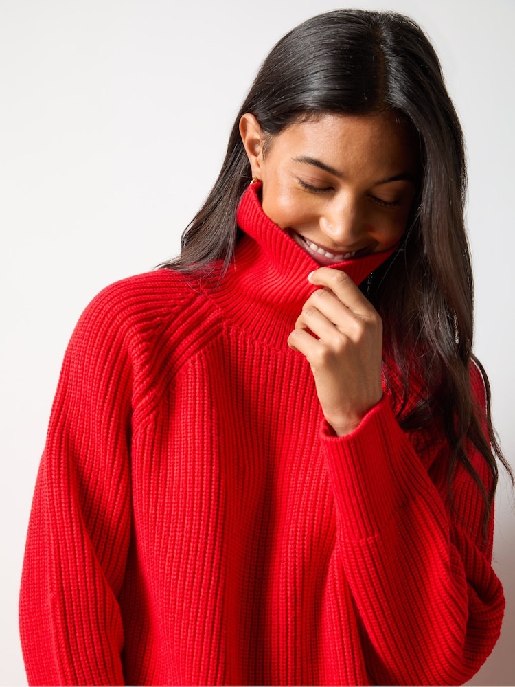 Ro&Zo Red Ribbed High Neck Jumper - Image 2 of 6