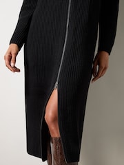 Ro&Zo Black Zip Through Knitted Dress - Image 4 of 4