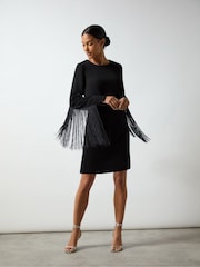 Ro&Zo Black Carolina Mini Fringe Dress - Image 1 of 5