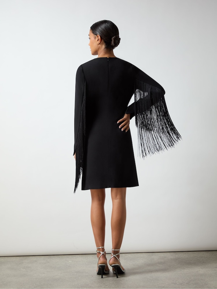 Ro&Zo Black Carolina Mini Fringe Dress - Image 2 of 5