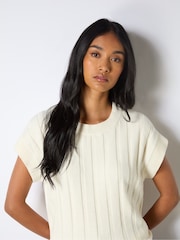 Ro&Zo Cream Ribbed Knit Vest - Image 1 of 5