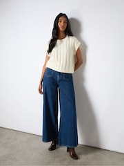Ro&Zo Cream Ribbed Knit Vest - Image 2 of 5