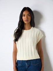 Ro&Zo Cream Ribbed Knit Vest - Image 3 of 5