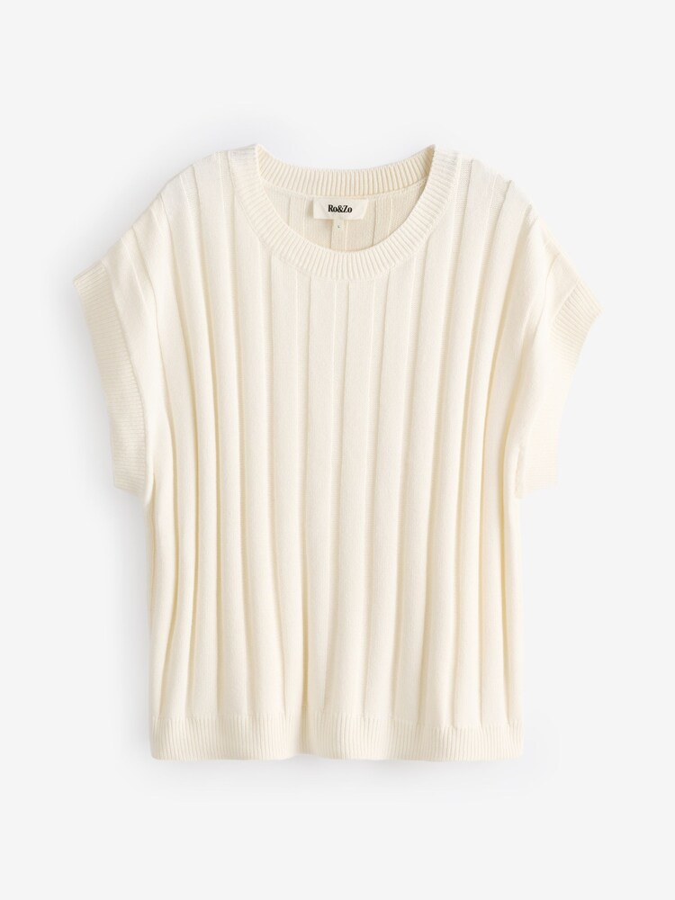 Ro&Zo Cream Ribbed Knit Vest - Image 5 of 5