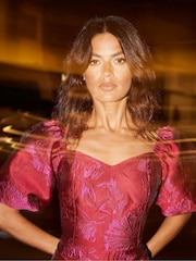 Ro&Zo Pink Lola Jacquard Puff Sleeve Mini Dress - Image 2 of 7