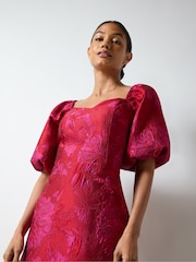 Ro&Zo Pink Lola Jacquard Puff Sleeve Mini Dress - Image 5 of 7