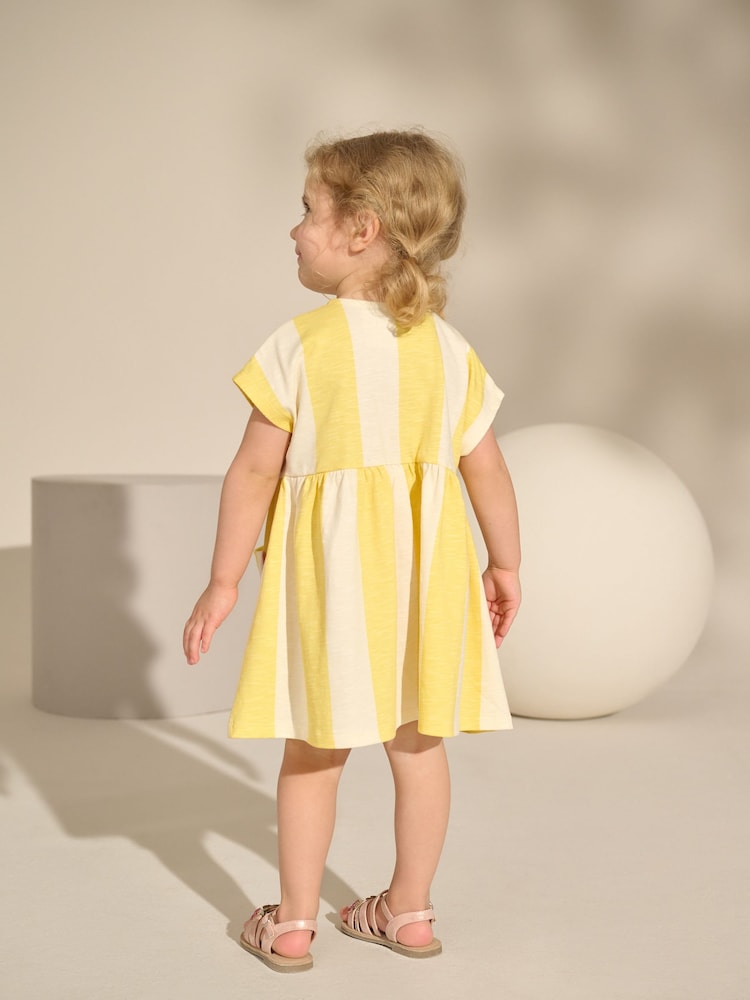 Yellow Stripe Short Sleeve Jersey Summer Dress (3mths-7yrs) - Image 3 of 8