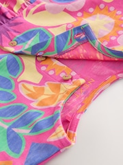 Pink Tropical Print Short Sleeve Jersey Summer Dress (3mths-7yrs) - Image 7 of 7