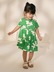 Green Character Print Short Sleeve Jersey Summer Dress (3mths-7yrs) - Image 1 of 7