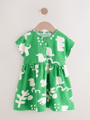 Green Character Print Short Sleeve Jersey Summer Dress (3mths-7yrs) - Image 4 of 7