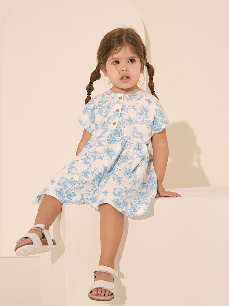 Light Blue Short Sleeve Jersey Summer Dress (3mths-7yrs) - Image 1 of 8