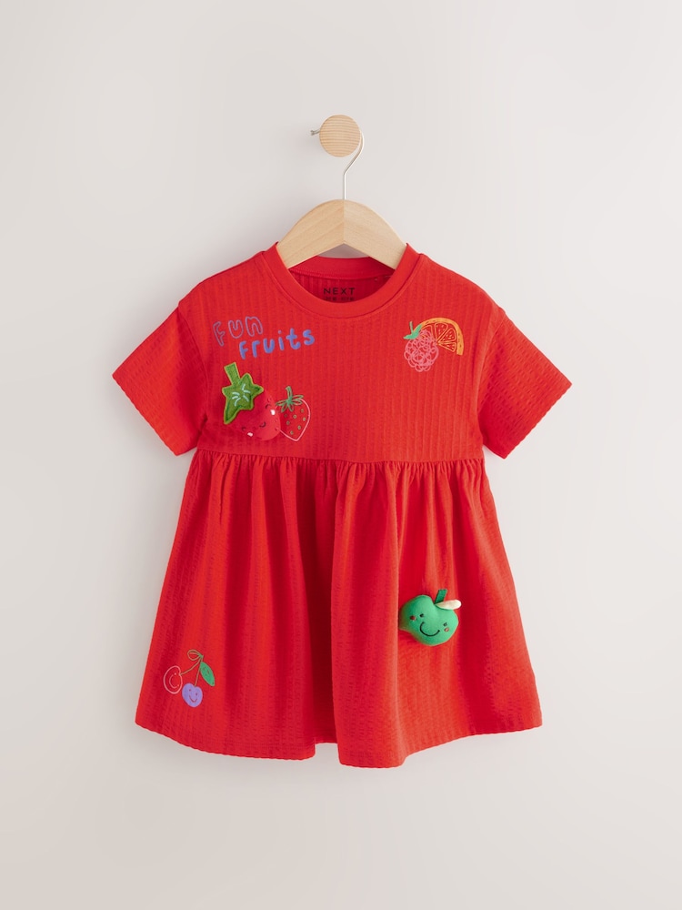 Red Padded Fruits Short Sleeve Jersey Summer Dress (3mths-7yrs) - Image 5 of 8