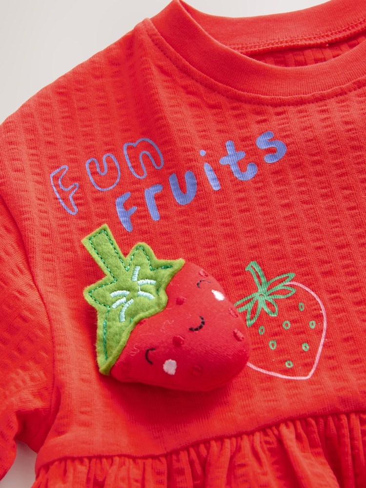 Red Padded Fruits Short Sleeve Jersey Summer Dress (3mths-7yrs) - Image 7 of 8