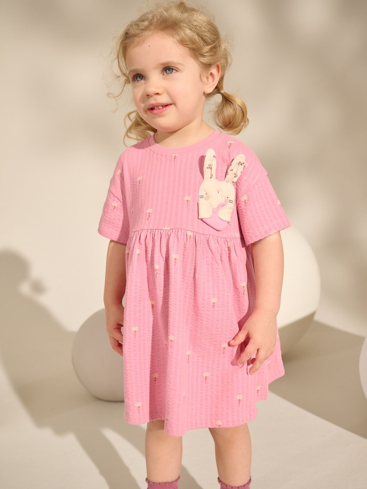 Pink Bunny Short Sleeve Jersey Summer Dress (3mths-7yrs) - Image 1 of 8