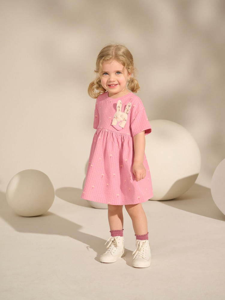 Pink Bunny Short Sleeve Jersey Summer Dress (3mths-7yrs) - Image 2 of 8