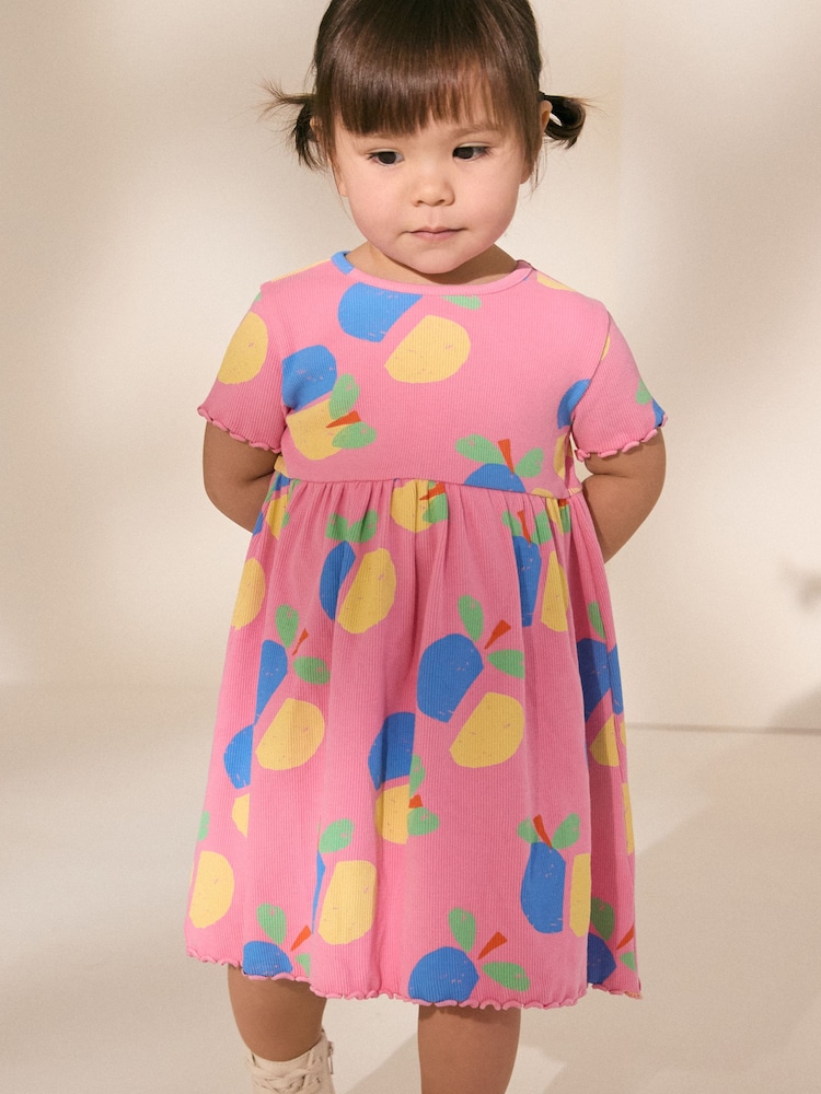 Bright Pink Short Sleeve Jersey Summer Dress (3mths-7yrs) - Image 1 of 8
