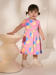 Bright Pink Short Sleeve Jersey Summer Dress (3mths-7yrs) - Image 2 of 8