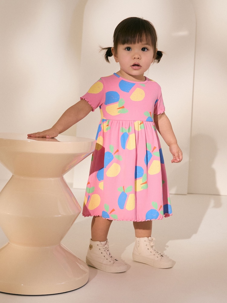Bright Pink Short Sleeve Jersey Summer Dress (3mths-7yrs) - Image 2 of 8