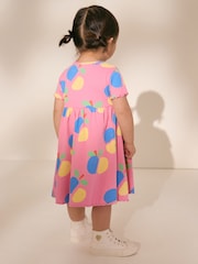 Bright Pink Short Sleeve Jersey Summer Dress (3mths-7yrs) - Image 3 of 8