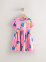 Bright Pink Short Sleeve Jersey Summer Dress (3mths-7yrs) - Image 5 of 8