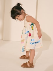 Ecru White Sleeveless Jersey Summer Dress (3mths-7yrs) - Image 2 of 4