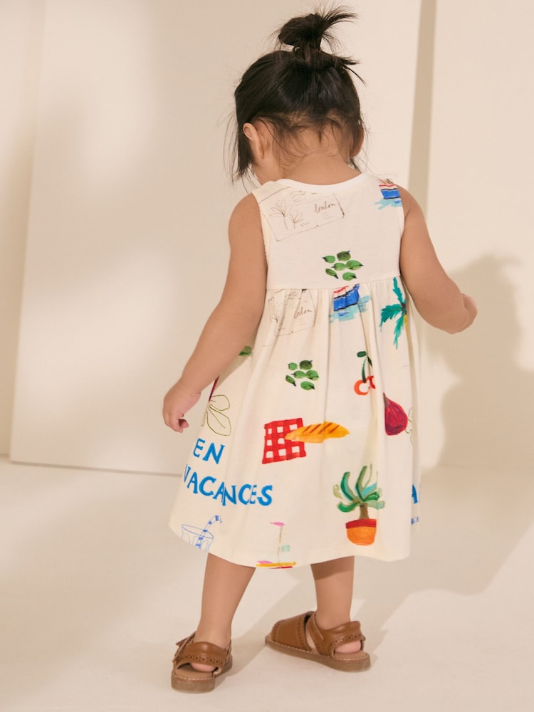 Ecru White Sleeveless Jersey Summer Dress (3mths-7yrs) - Image 3 of 8