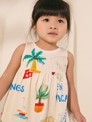 Ecru White Sleeveless Jersey Summer Dress (3mths-7yrs) - Image 4 of 4