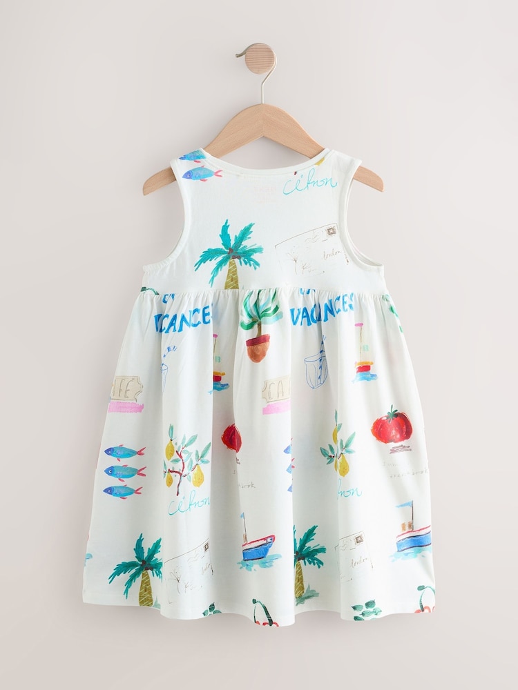 Ecru White Sleeveless Jersey Summer Dress (3mths-7yrs) - Image 6 of 8
