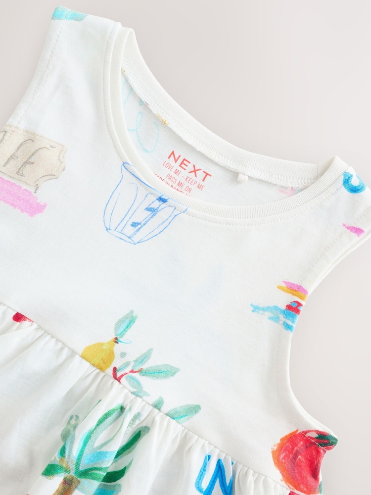 Ecru White Sleeveless Jersey Summer Dress (3mths-7yrs) - Image 8 of 8