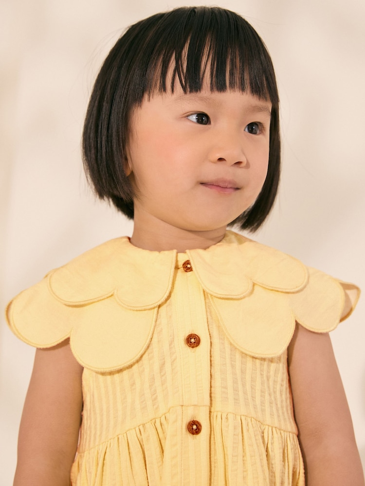 Yellow Sleeveless Collar Summer Dress (3mths-7yrs)