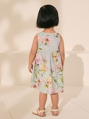 Green Floral Sleeveless Jersey Summer Dress (3mths-7yrs) - Image 3 of 7