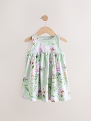 Green Floral Sleeveless Jersey Summer Dress (3mths-7yrs) - Image 4 of 7