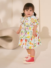 Multi Fruit Print 100% Cotton Short Sleeve Collar Dress (3mths-7yrs) - Image 1 of 7