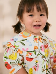Multi Fruit Print 100% Cotton Short Sleeve Collar Dress (3mths-7yrs) - Image 3 of 7
