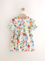 Multi Fruit Print 100% Cotton Short Sleeve Collar Dress (3mths-7yrs) - Image 4 of 7