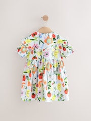 Multi Fruit Print 100% Cotton Short Sleeve Collar Dress (3mths-7yrs) - Image 5 of 7
