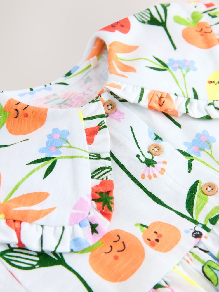 Multi Fruit Print 100% Cotton Short Sleeve Collar Dress (3mths-7yrs) - Image 7 of 7