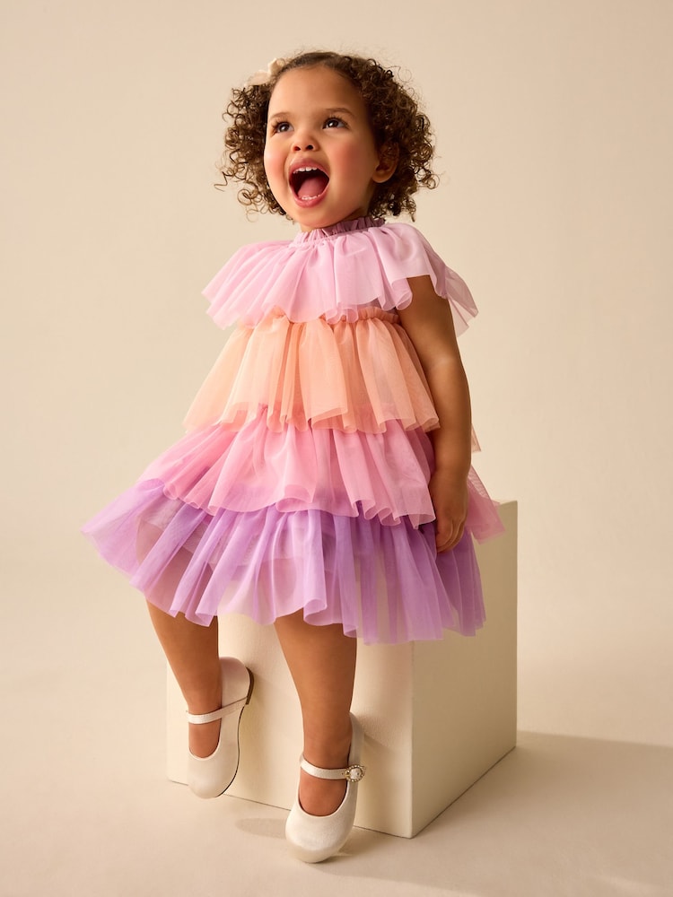 Rosa melocotón - Vestido de fiesta de malla (3 meses-7 años) - Imagen 2 de 8 Rosa melocotón - Vestido de fiesta de malla (3 meses-7 años) - Imagen 2 de 8