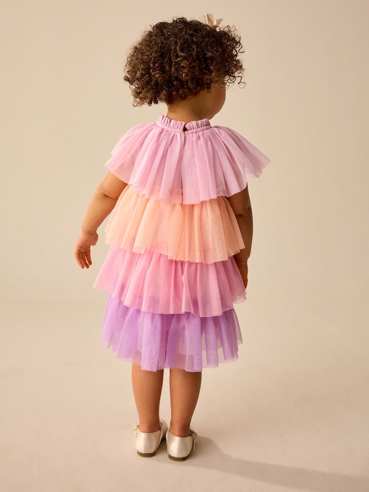 Peach Pink Mesh Party Dress (3mths-7yrs) - Image 3 of 8