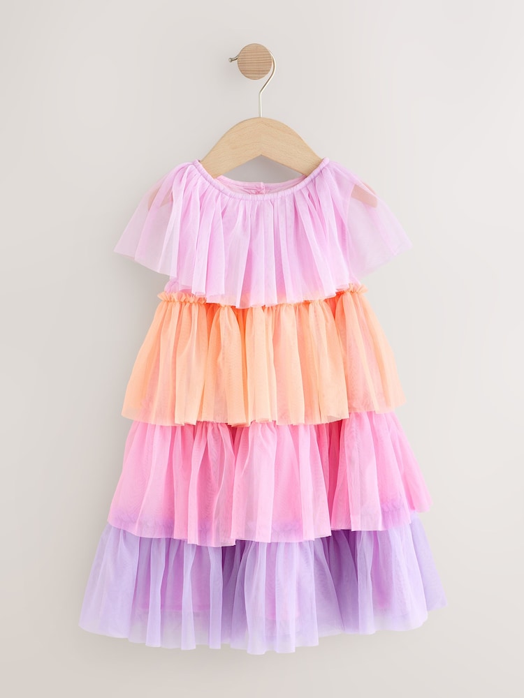 Peach Pink Mesh Party Dress (3mths-7yrs) - Image 5 of 8