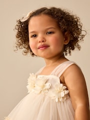 Ecru White Sleeveless Mesh Party Dress (3mths-7yrs) - Image 2 of 8