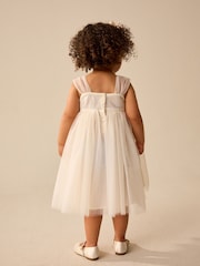 Ecru White Sleeveless Mesh Party Dress (3mths-7yrs) - Image 3 of 8