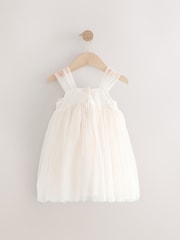 Ecru White Sleeveless Mesh Party Dress (3mths-7yrs) - Image 6 of 8